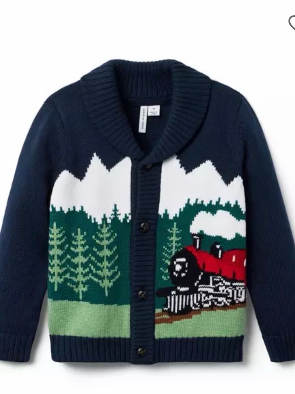 Janie and Jack Navy Knit Cardigan with Red Train Motif